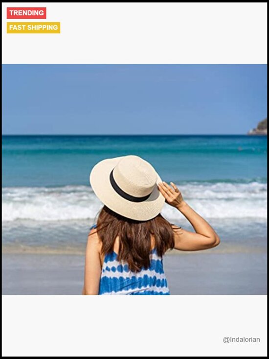 Straw Wide Brim Boater Sun Hat Foldable Packable Beach Summer main image 7